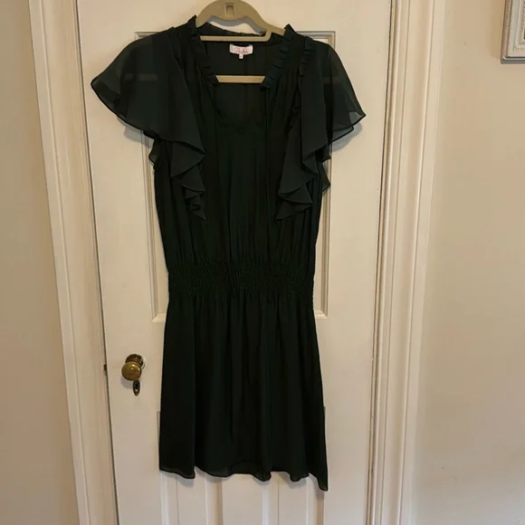 Parker Mock Neck Mini Dress in Dark Green - Picture 2 of 2